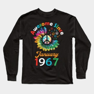 Funny Birthday Quote, Awesome Since January 1967, Retro Birthday Long Sleeve T-Shirt